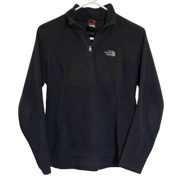 North Face Lightweight Fleece Jacket Womens S Black Classic Quarter Zip Collar - Picture 1 of 11